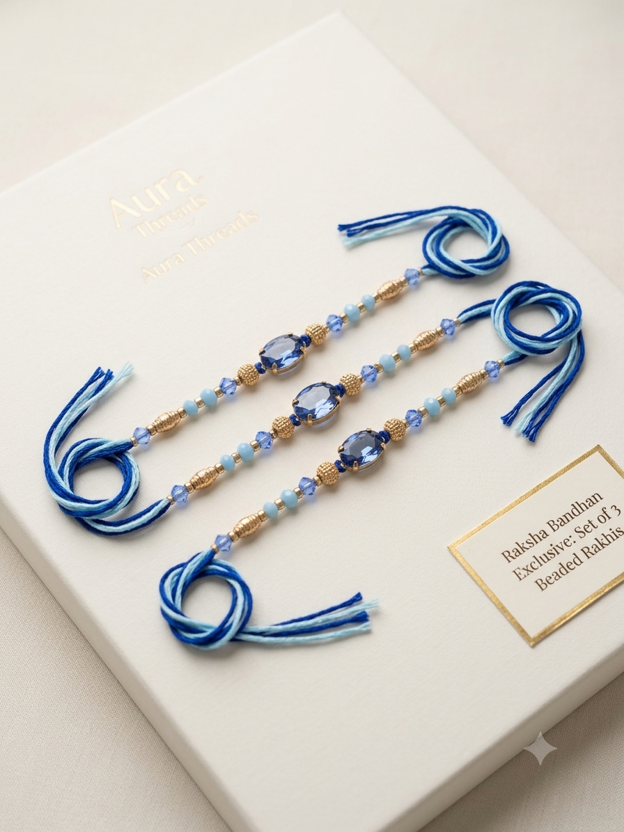SA Firoza Trio – Blue Rakhi Set of 3
