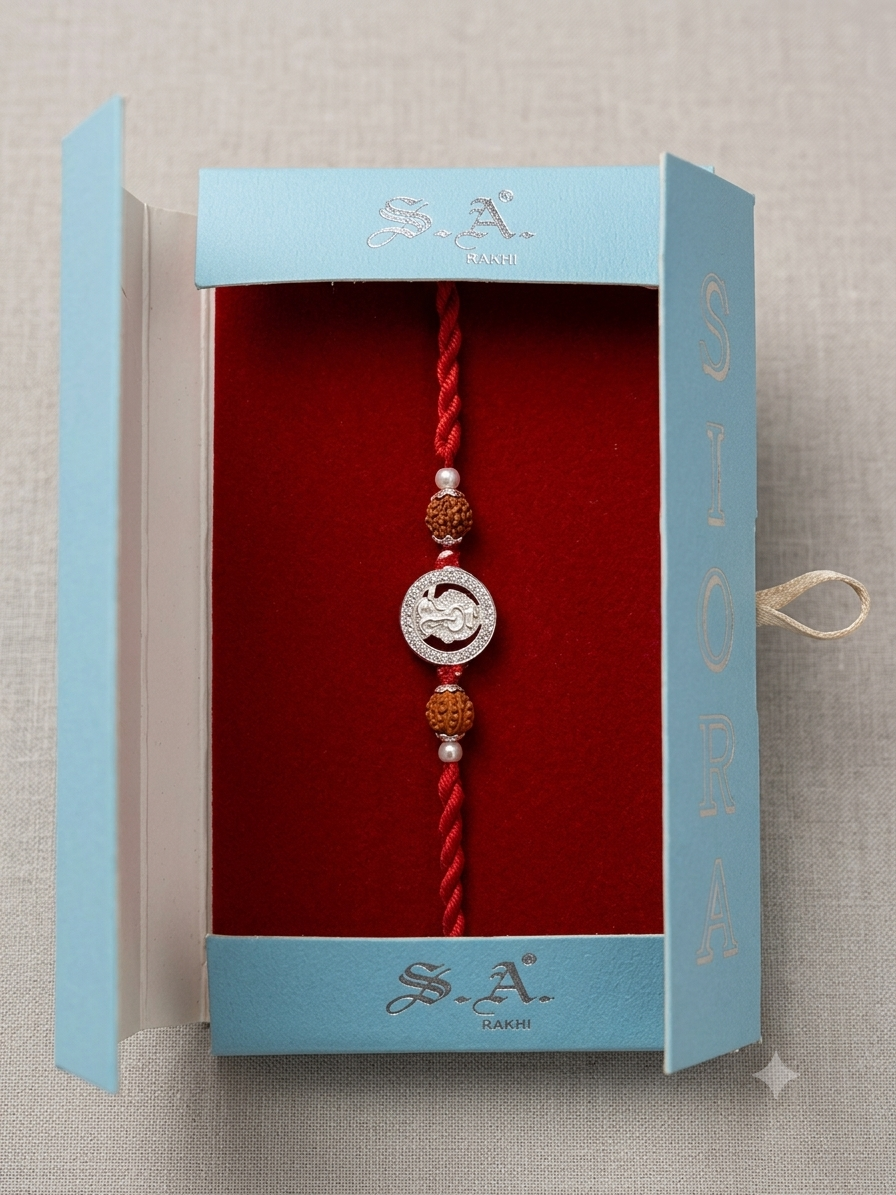 S.A. Siora Silver-Plated Rakhi with Premium Gift Box