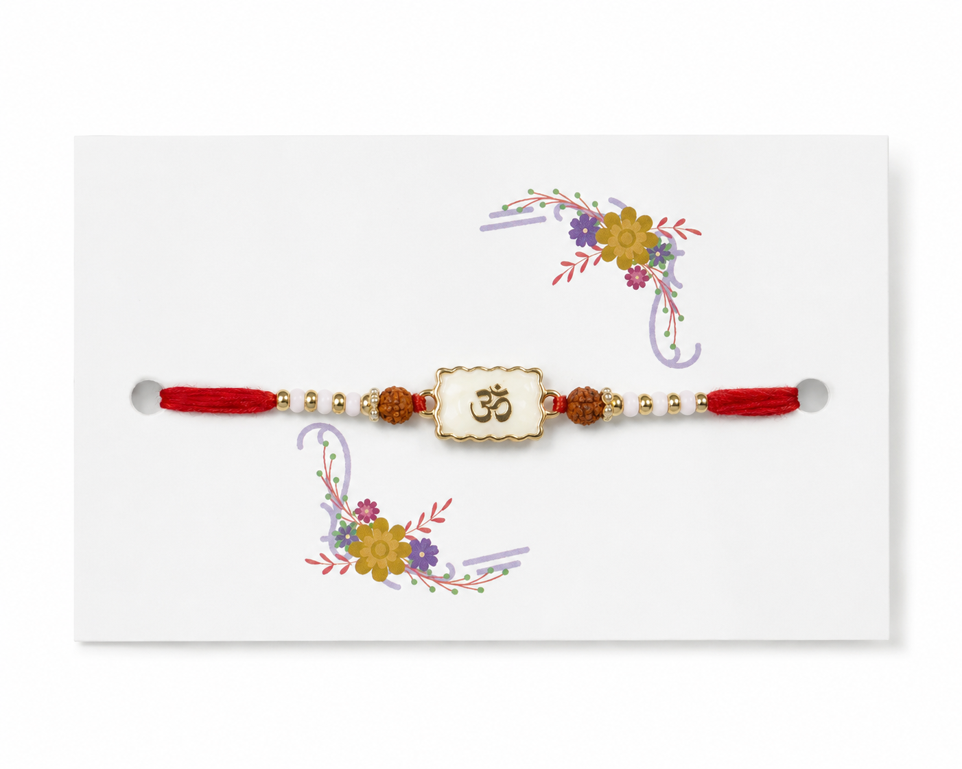 SA Rakhi Premium Ceramic Om Rakhi With Rudraksha