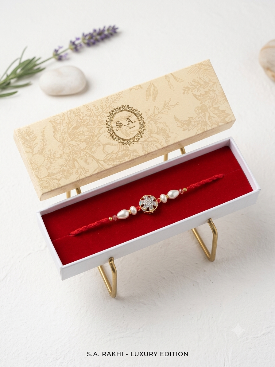 S.A. Rakhi Premium American Diamond Rakhi with Elegant Gift Box