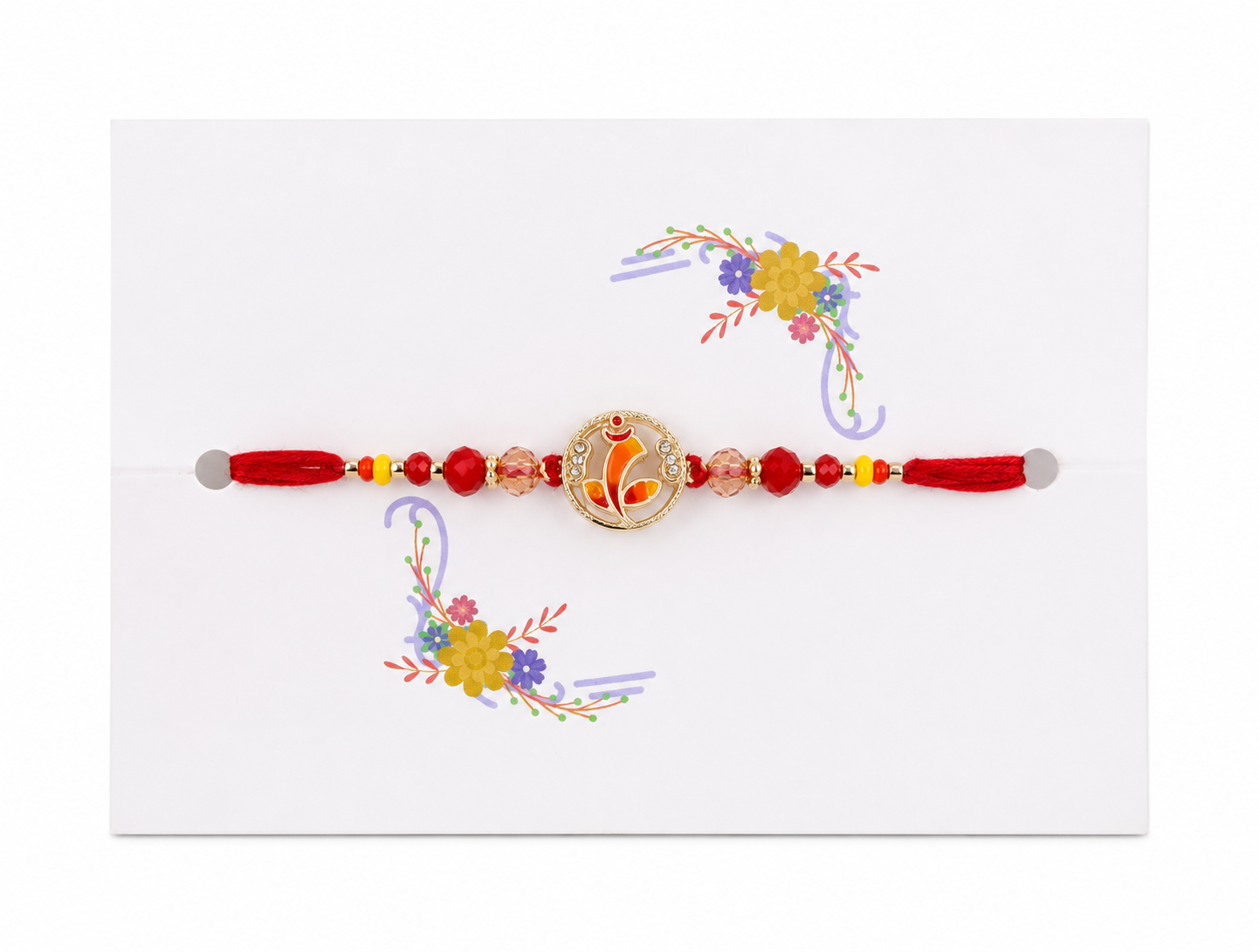 Designer Ganpati Mauli Rakhi in Red | Spiritual Rakhi for Raksha Bandhan