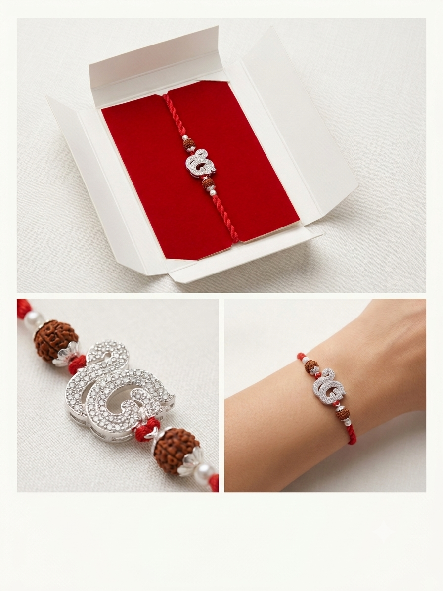 S.A. Siora Silver-Plated Rakhi with Premium Gift Box