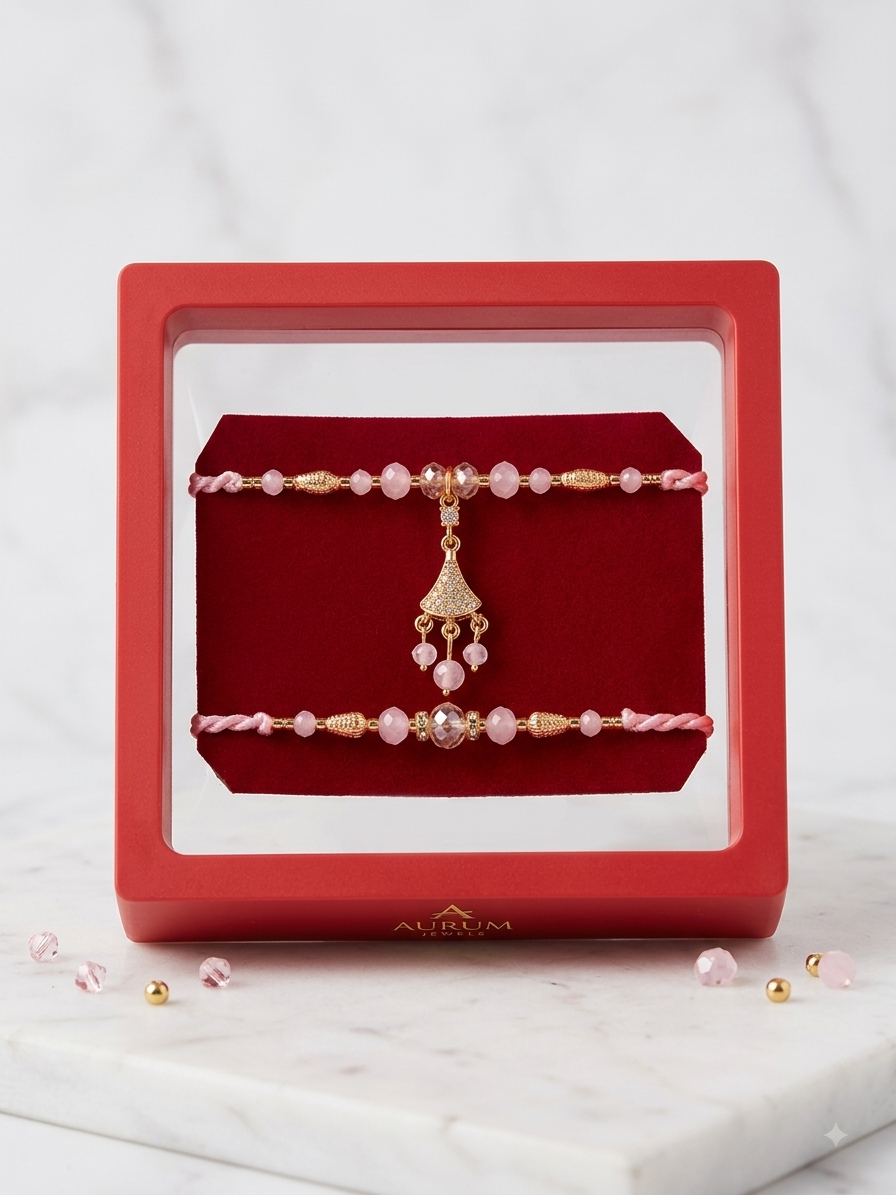 Royal SA Jewelry Couple Rakhi Set | Bhaiya Bhabhi Combo