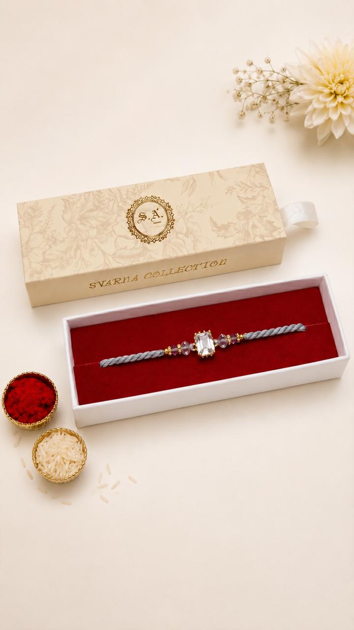 S.A. AD White Diamond Rakhi – Premium American Diamond Collection