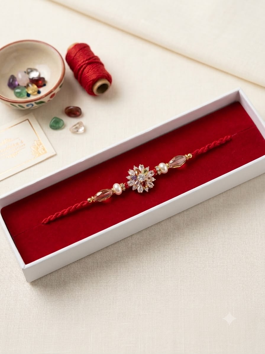 S.A. Rakhi Premium American Diamond Rakhi with Elegant Gift Box