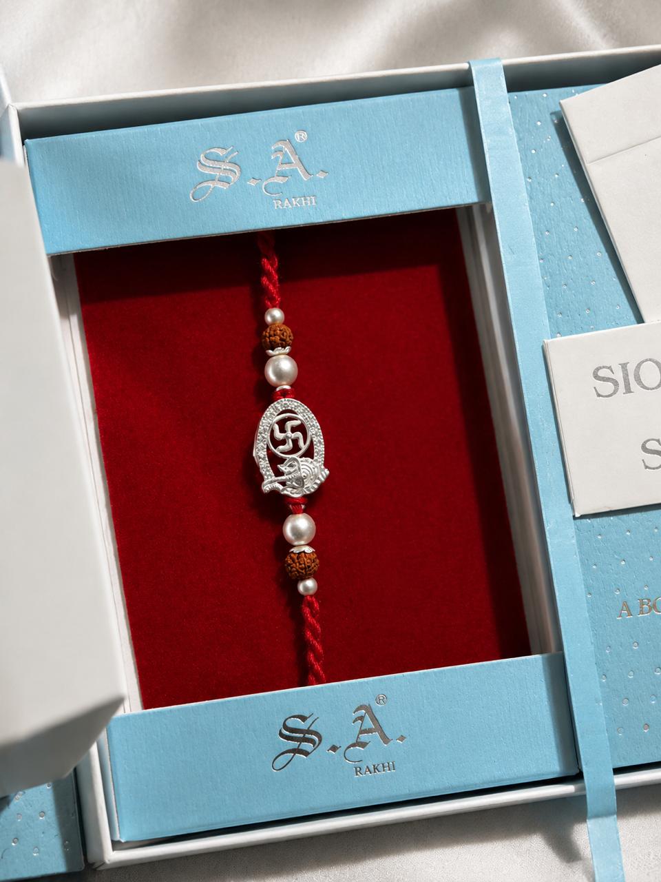 S.A. Siora Silver-Plated Rakhi with Premium Gift Box